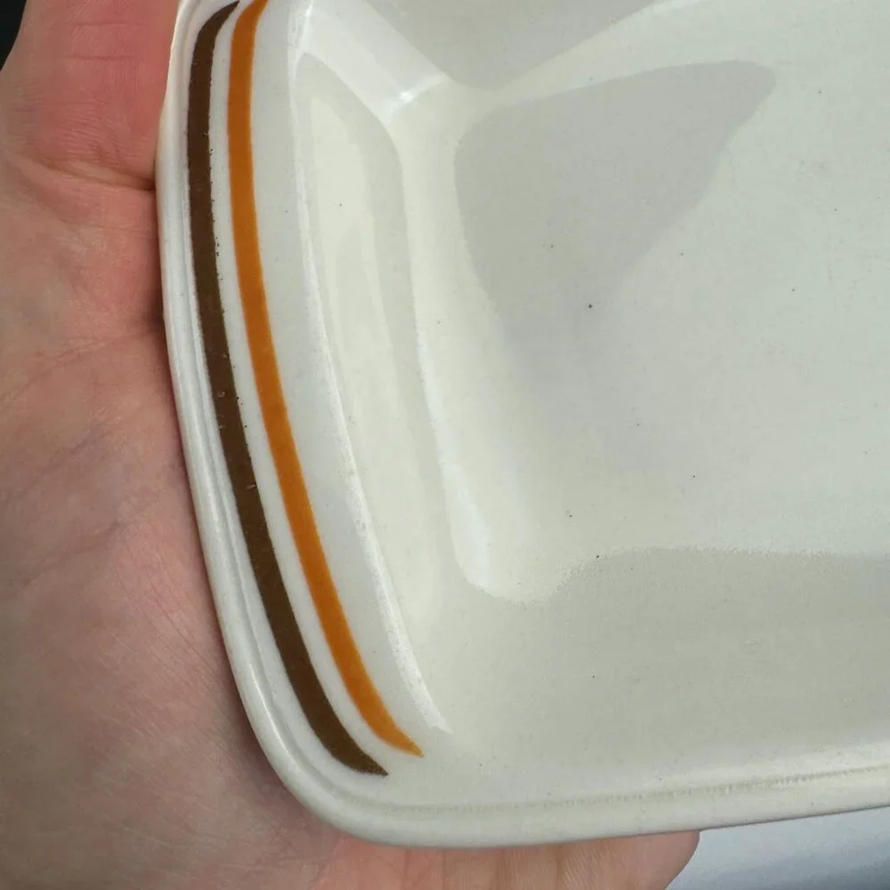 Vtg Mark Buffalo USA Restaurant Ware Thin Rectangular Dish Decor Orange Brown‎